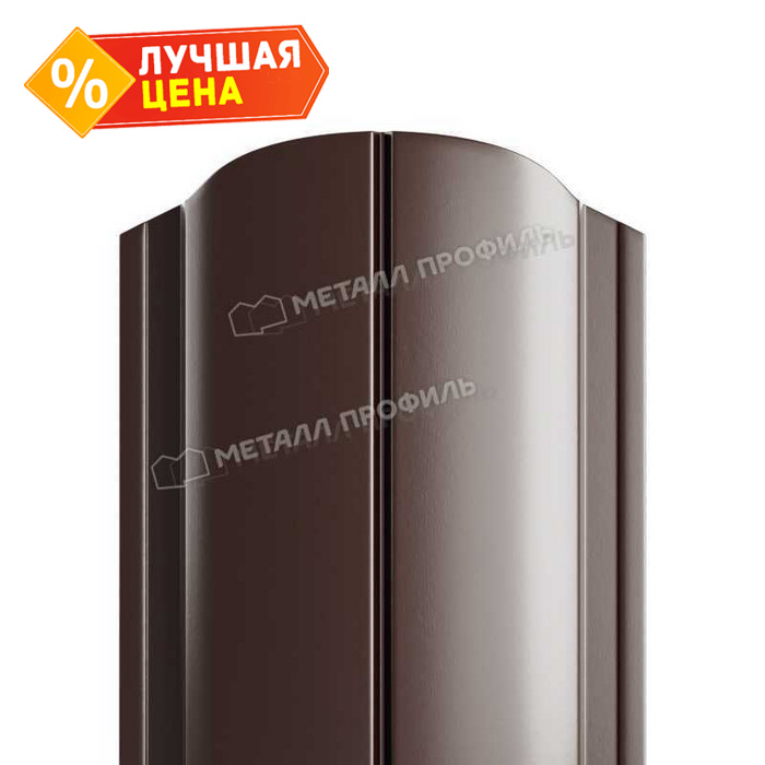Штакетник Металл Профиль ELLIPSE-O 0,45 Полиэстер RR 32 Темно-коричневый